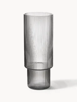 Copas De Cóctel|Vajillas Completas></noscript>Ferm Living Vasos soplados con relieves Ripple, 4 uds. Gris transparente brillante
