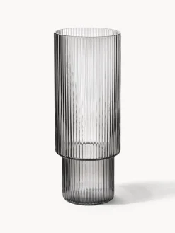 Copas De Cóctel|Vajillas Completas></noscript>Ferm Living Vasos soplados con relieves Ripple, 4 uds. Gris transparente brillante