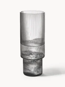 Copas De Cóctel|Vajillas Completas></noscript>Ferm Living Vasos soplados con relieves Ripple, 4 uds. Gris transparente brillante