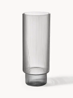 Copas De Cóctel|Vajillas Completas></noscript>Ferm Living Vasos soplados con relieves Ripple, 4 uds. Gris transparente brillante