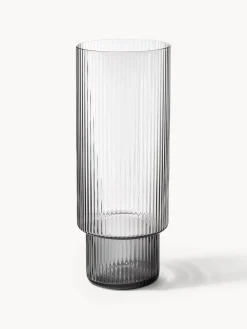 Copas De Cóctel|Vajillas Completas></noscript>Ferm Living Vasos soplados con relieves Ripple, 4 uds. Gris transparente brillante