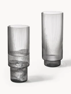 Copas De Cóctel|Vajillas Completas></noscript>Ferm Living Vasos soplados con relieves Ripple, 4 uds. Gris transparente brillante