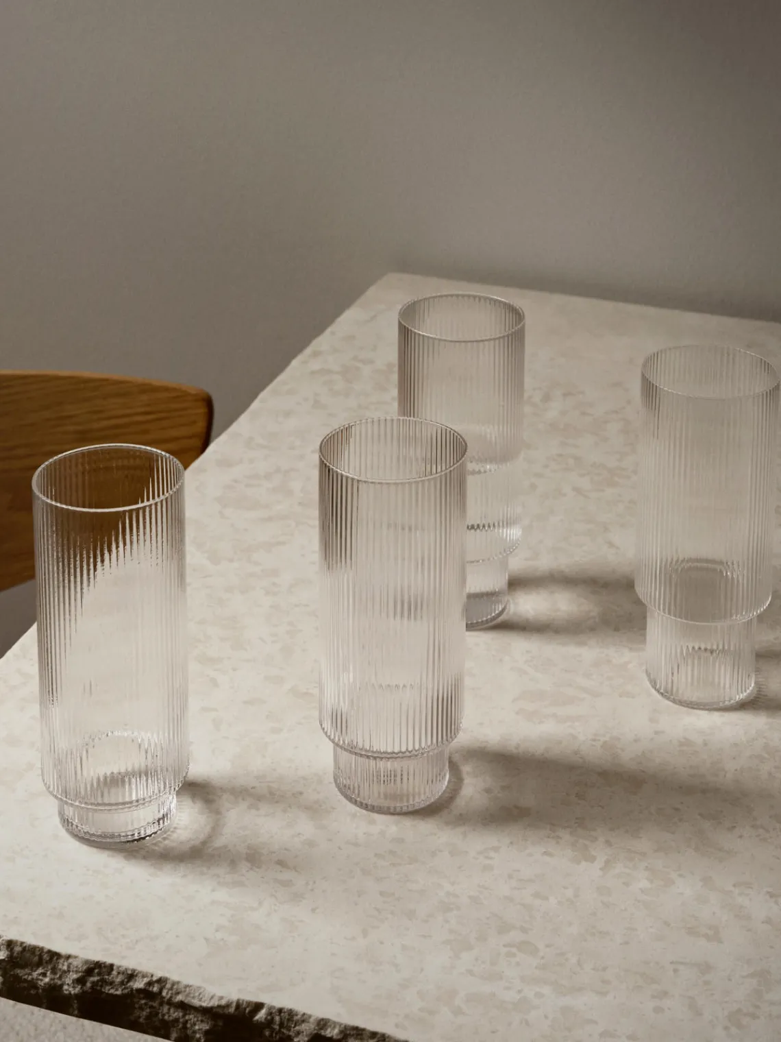Sale Vasos soplados con relieves Ripple, 4 uds. Copas De Cóctel|Vajillas Completas