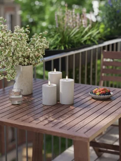 Velas Led|Velas Decorativas>Deluxe Homeart Vela LED artesanal para exterior Real Flame, 20 cm Greige