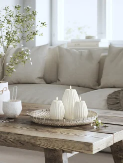 Velas Led|Velas Decorativas>Deluxe Homeart Vela LED artesanal Round Stripe, 10 cm Blanco