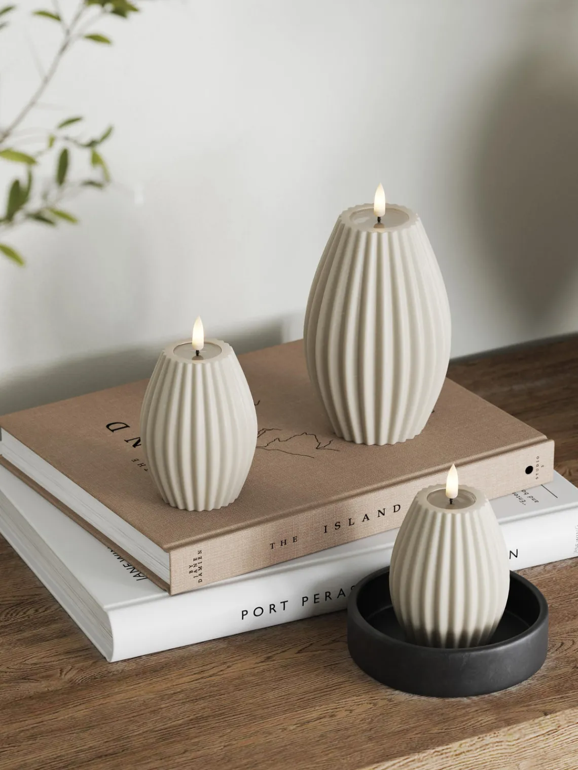 Sale Vela LED artesanal Round Stripe, 10 cm Velas Led|Velas Decorativas