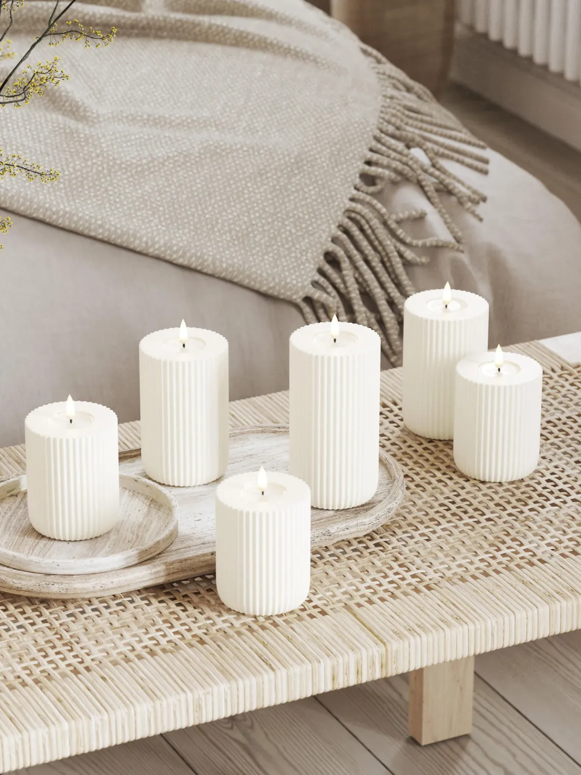 Velas Led|Velas Decorativas>Deluxe Homeart Vela LED artesanal Solid Stripe, 10 cm