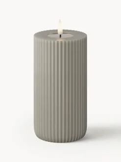 Velas Led|Velas Decorativas>Deluxe Homeart Vela LED artesanal Solid Stripe, 15 cm Greige