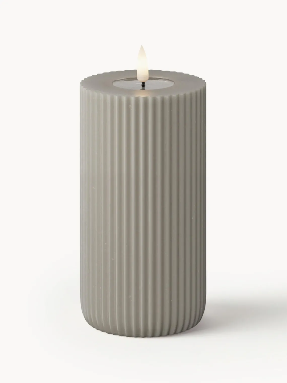 Velas Led|Velas Decorativas>Deluxe Homeart Vela LED artesanal Solid Stripe, 15 cm Greige