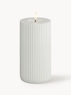 Velas Led|Velas Decorativas>Deluxe Homeart Vela LED artesanal Solid Stripe, 15 cm Blanco