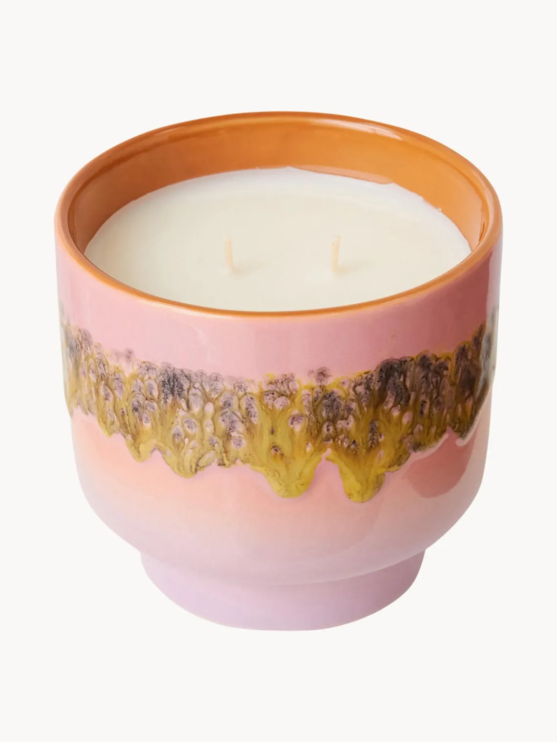 Velas Perfumadas|Velas Y Candelabros>HKLIVING Vela perfumada artesanal de dos mechas 70´s Rosas y vainilla