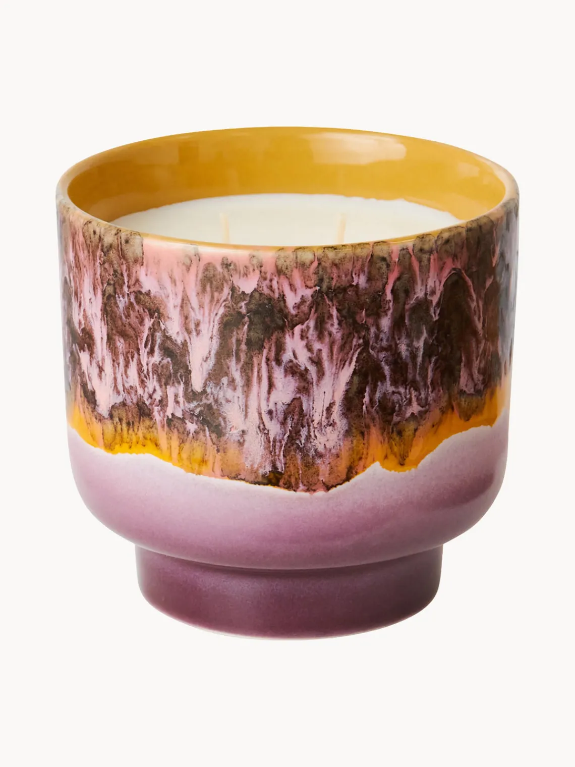 Velas Perfumadas|Jarrones>HKLIVING Vela perfumada artesanal de dos mechas 70´s (salvia y pétalos de rosa) Tonos lilas, naranja