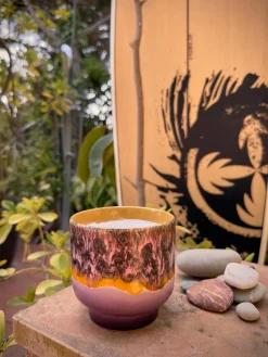 Velas Perfumadas|Jarrones>HKLIVING Vela perfumada artesanal de dos mechas 70´s (salvia y pétalos de rosa) Tonos lilas, naranja