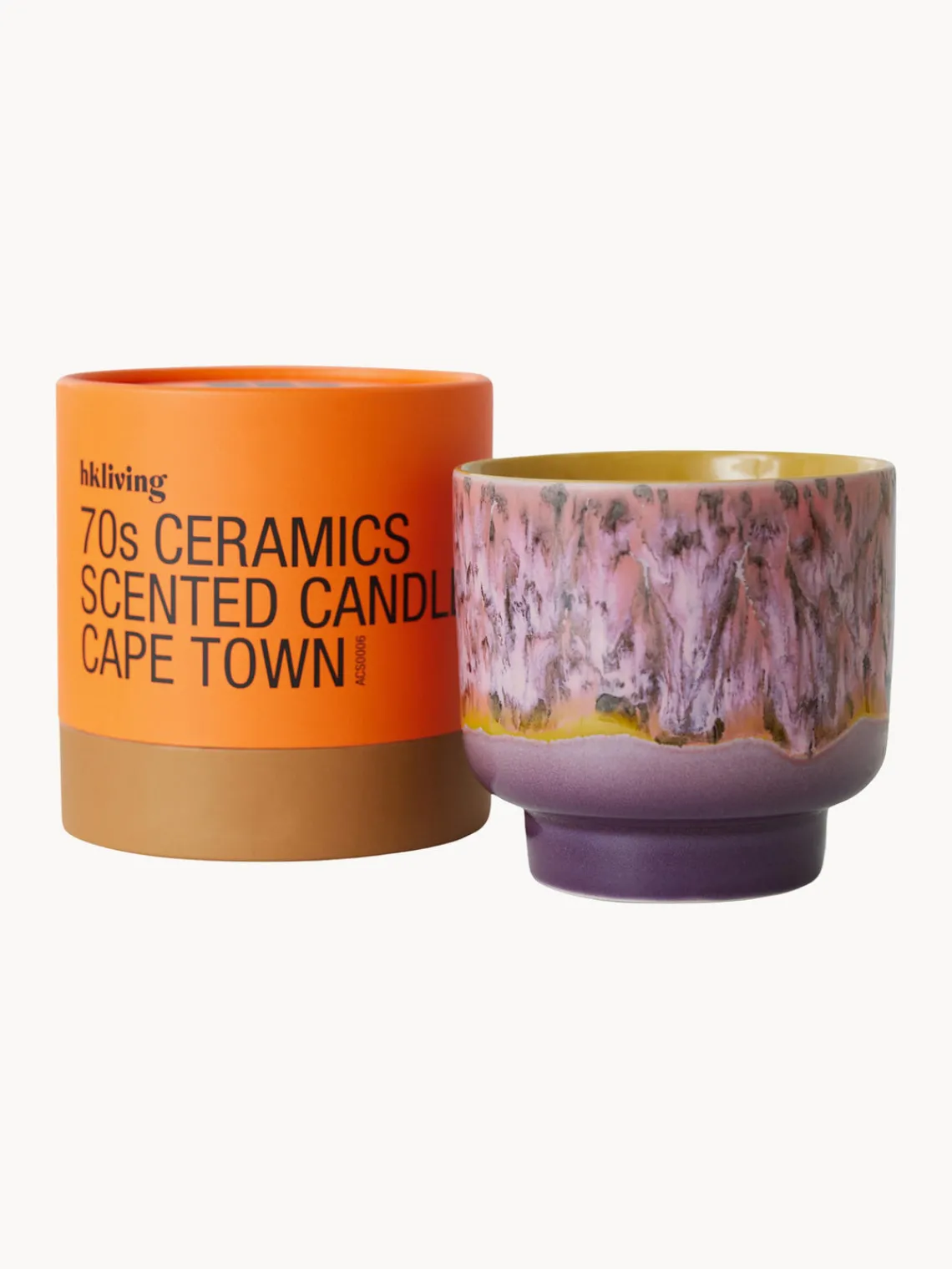 Velas Perfumadas|Jarrones>HKLIVING Vela perfumada artesanal de dos mechas 70´s (salvia y pétalos de rosa) Tonos lilas, naranja