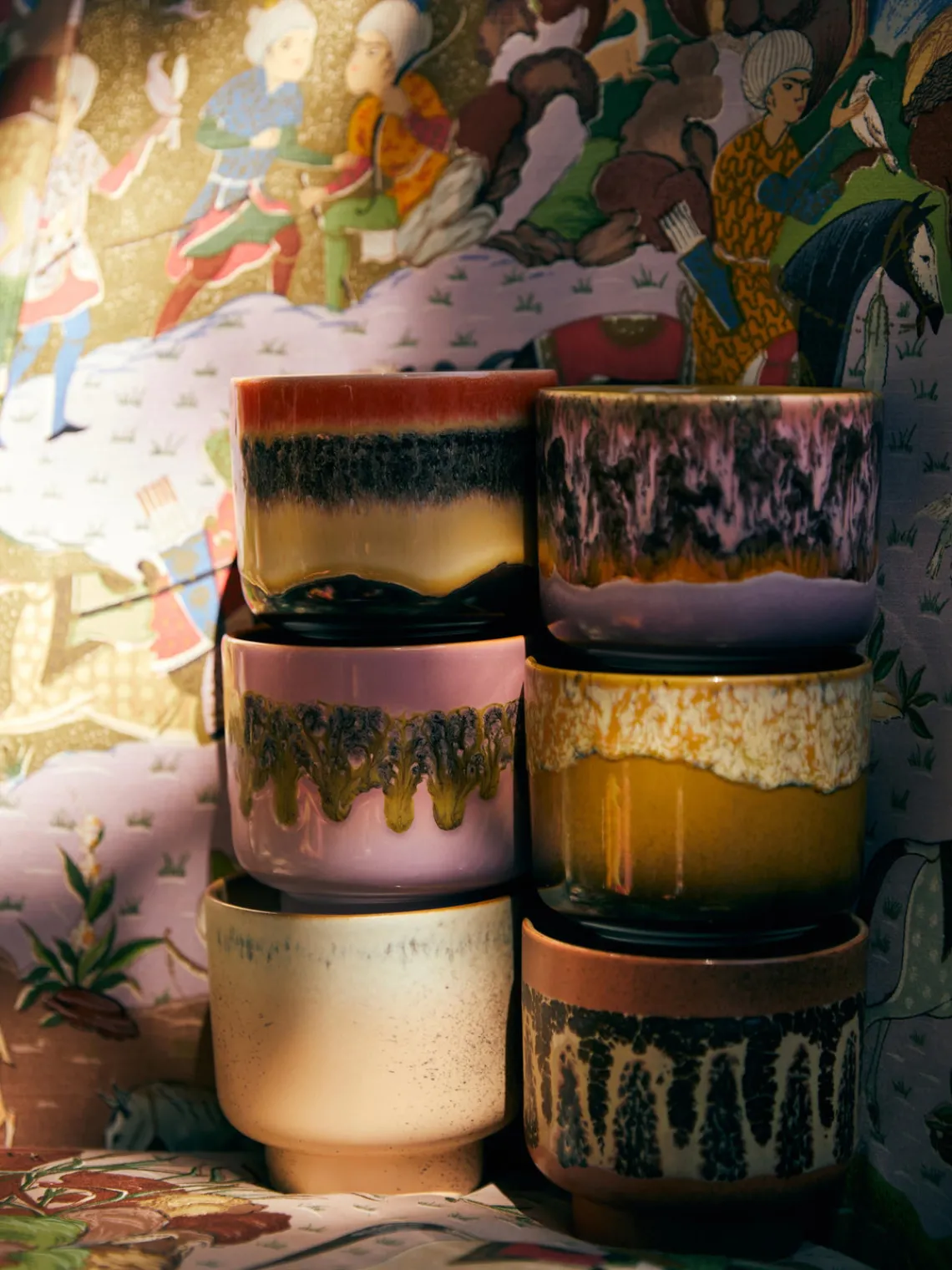 Velas Perfumadas|Jarrones>HKLIVING Vela perfumada artesanal de dos mechas 70´s (salvia y pétalos de rosa) Tonos lilas, naranja