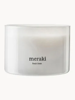Velas Perfumadas|Jarrones>Meraki Vela perfumada de tres mechas Fresh Linen (Jasmine & Rose) Blanco