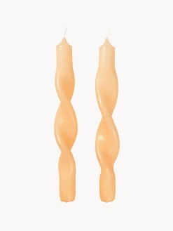 Velas Decorativas|Jarrones>Broste Copenhagen Velas cónicas artesanales Twist, 2 uds. Amarillo claro