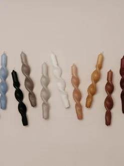 Velas Decorativas|Jarrones>Broste Copenhagen Velas cónicas artesanales Twist, 2 uds. Amarillo claro