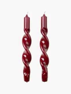 Velas Decorativas|Jarrones>Broste Copenhagen Velas cónicas artesanales Twist, 2 uds. Rojo