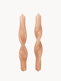 Velas Decorativas|Jarrones>Broste Copenhagen Velas cónicas artesanales Twist, 2 uds. Marrón claro