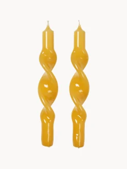 Velas Decorativas|Jarrones>Broste Copenhagen Velas cónicas artesanales Twist, 2 uds. Amarillo sol