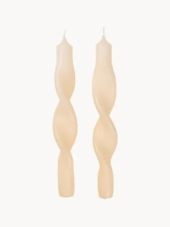 Velas Decorativas|Jarrones>Broste Copenhagen Velas cónicas artesanales Twist, 2 uds. Blanco crema