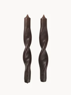 Velas Decorativas|Jarrones>Broste Copenhagen Velas cónicas artesanales Twist, 2 uds. Marrón oscuro