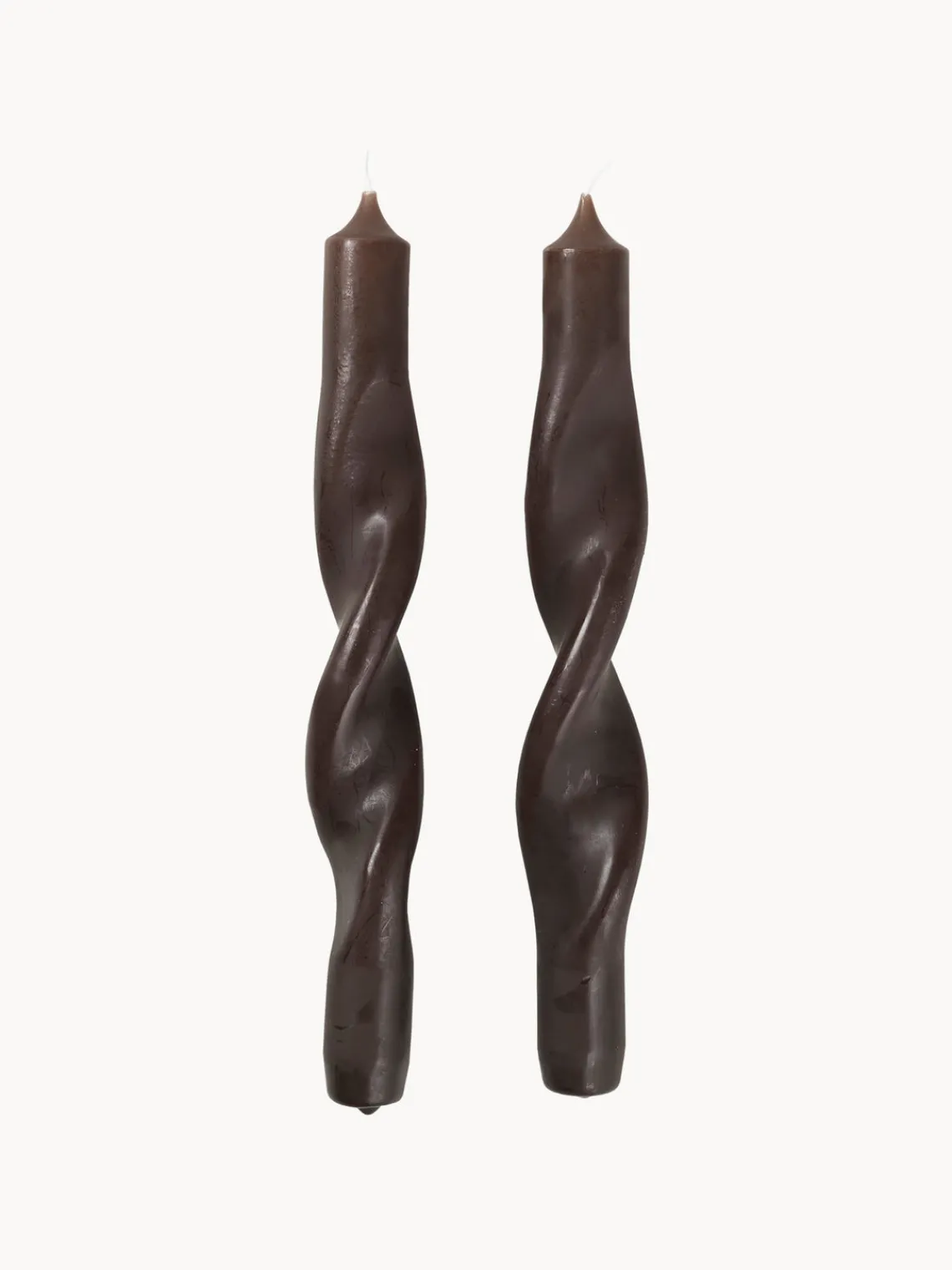 Velas Decorativas|Jarrones>Broste Copenhagen Velas cónicas artesanales Twist, 2 uds. Marrón oscuro