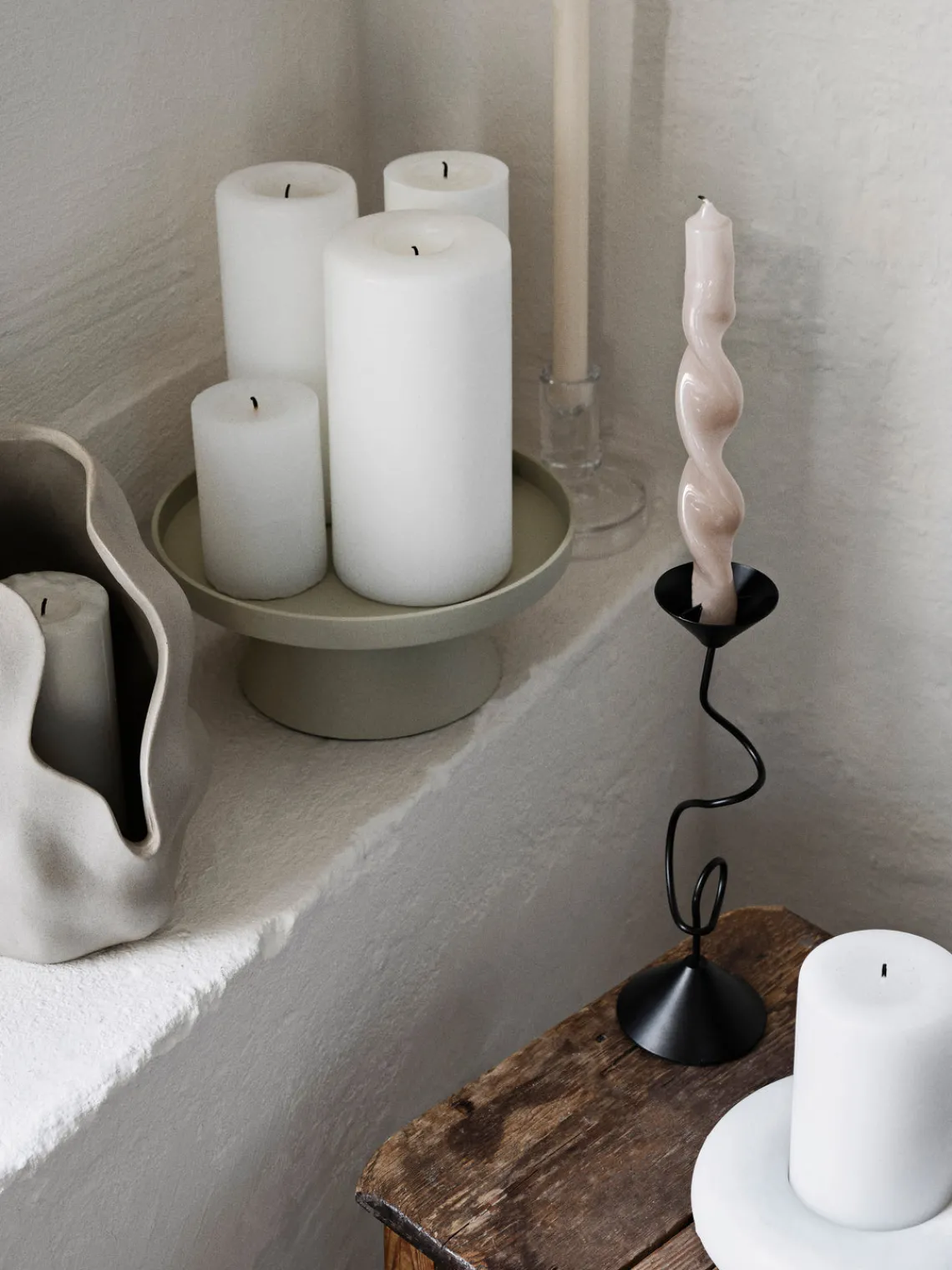 Outlet Velas cónicas artesanales Twist, 2 uds. Velas Decorativas|Jarrones