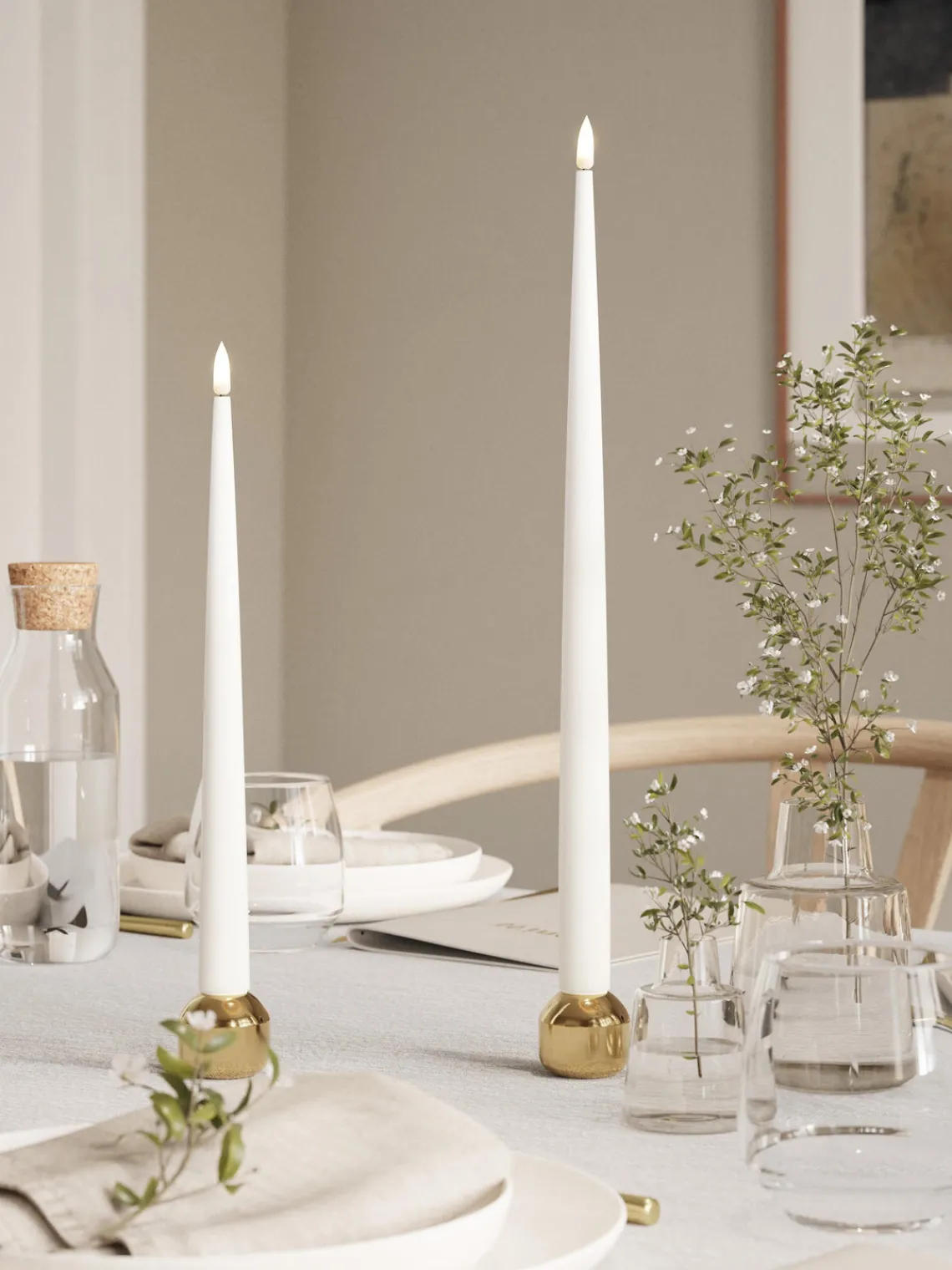 Velas Led|Velas Decorativas>Deluxe Homeart Velas cónicas LED artesanales Real Flame, 28 cm, 2 uds. Blanco