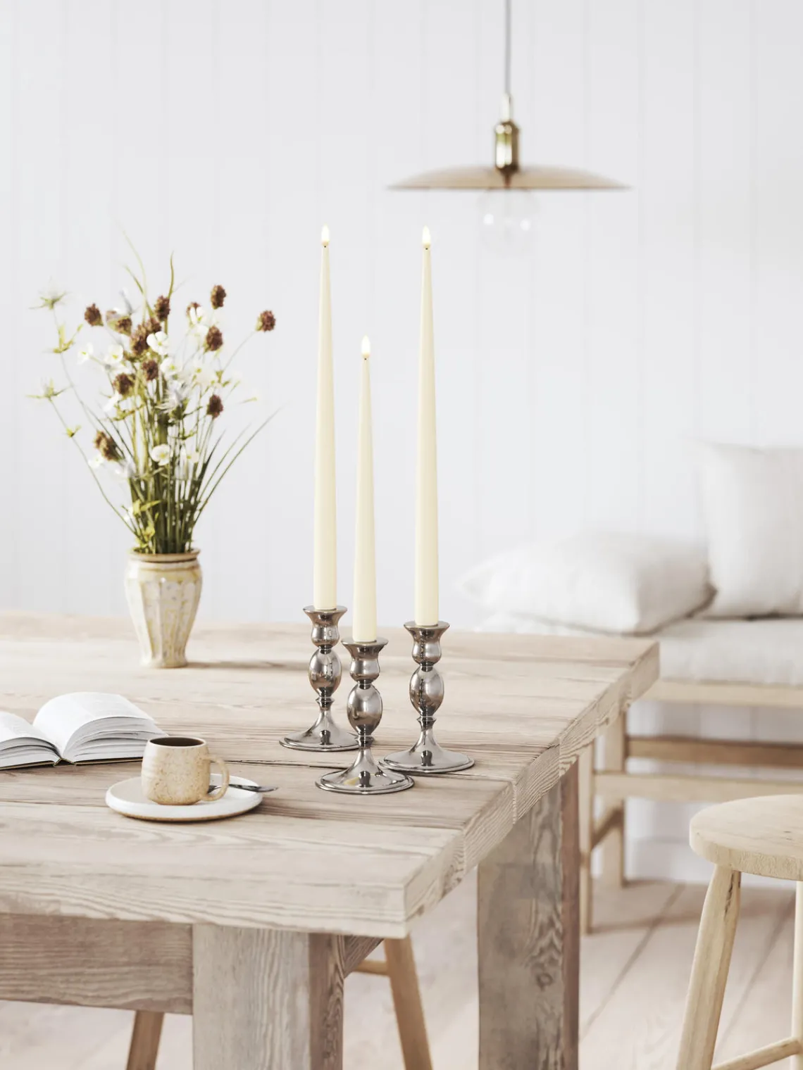 Velas Led|Velas Decorativas>Deluxe Homeart Velas cónicas LED artesanales Real Flame, 28 cm, 2 uds. Blanco crema