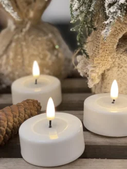 Velas Led|Velas Decorativas>Deluxe Homeart Velas de té LED artesanales Real Flame, 4 uds. Blanco