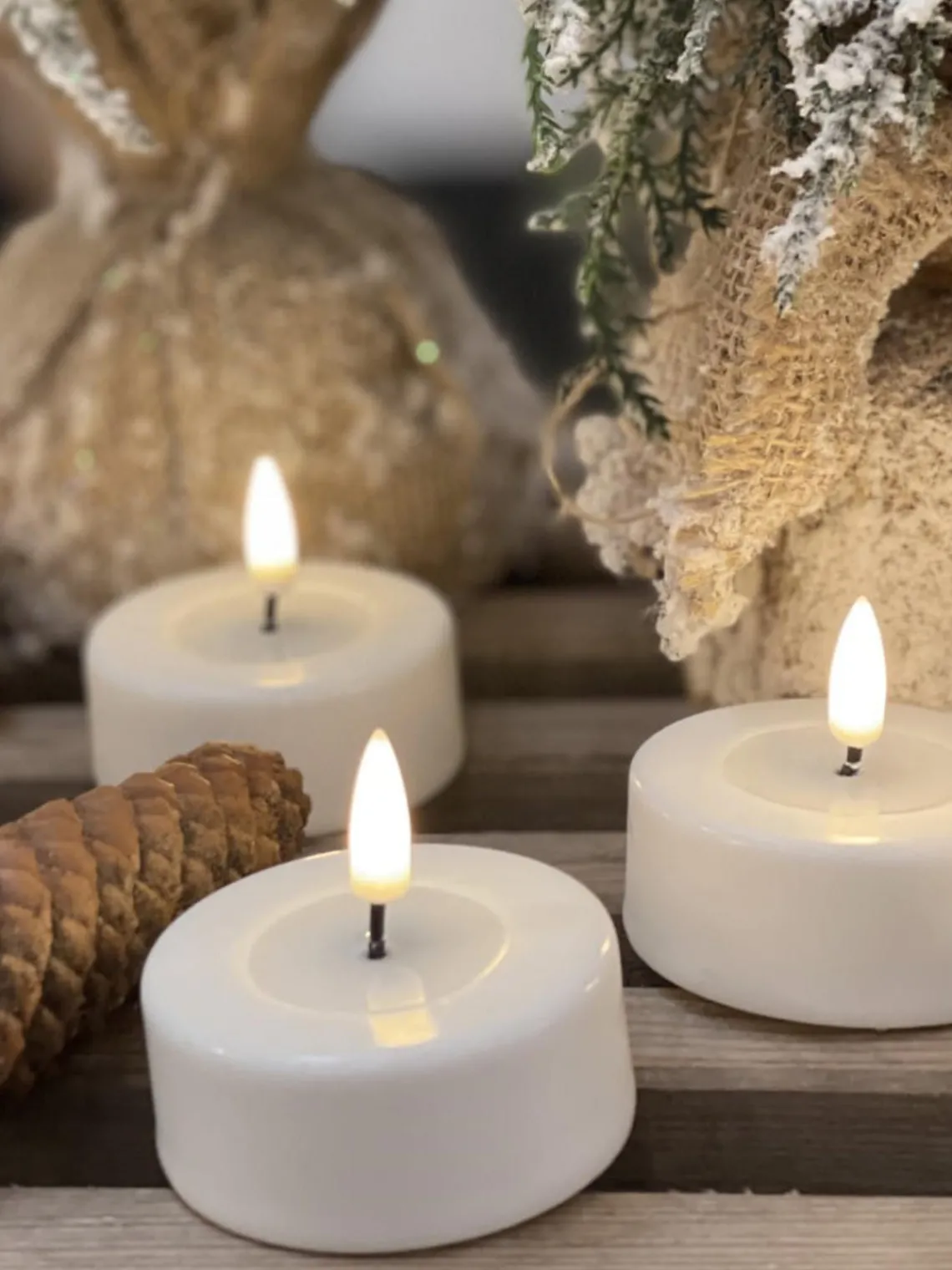 Velas Led|Velas Decorativas>Deluxe Homeart Velas de té LED artesanales Real Flame, 4 uds. Blanco