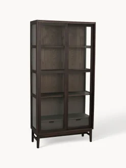 Best Vitrina de madera de roble con puertas correderas Hazelton Vitrinas|Vitrinas