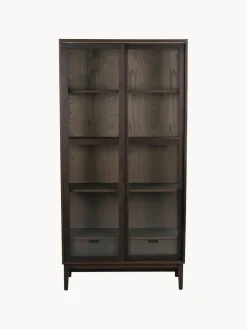 Best Vitrina de madera de roble con puertas correderas Hazelton Vitrinas|Vitrinas