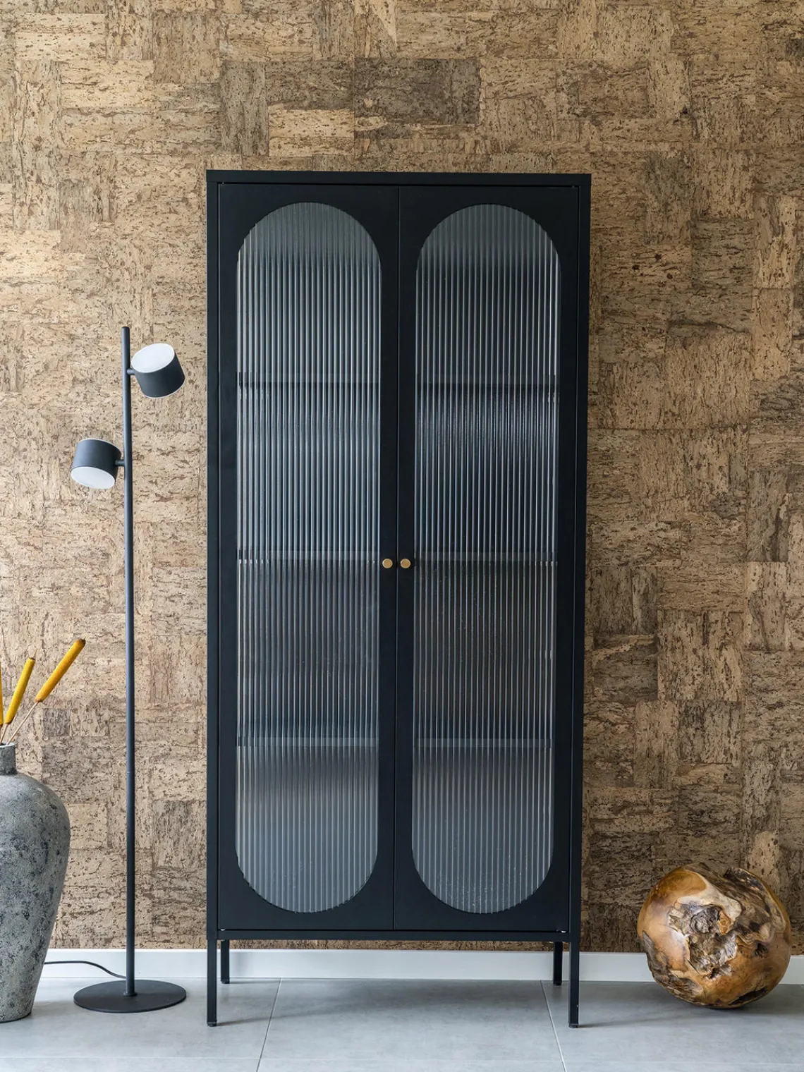 Vitrinas|Vitrinas>House Nordic Vitrina de metal con cristal acanalado Adelaide