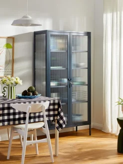 Vitrinas|Vitrinas>Mustard Made Vitrina de metal con cristal acanalado The Collector Gris antracita