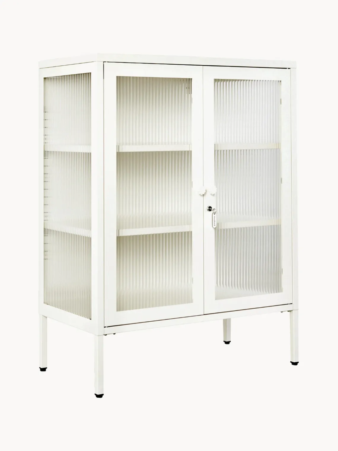 Vitrinas|Vitrinas>Mustard Made Vitrina de metal con cristal acanalado The Mixer Blanco Off White