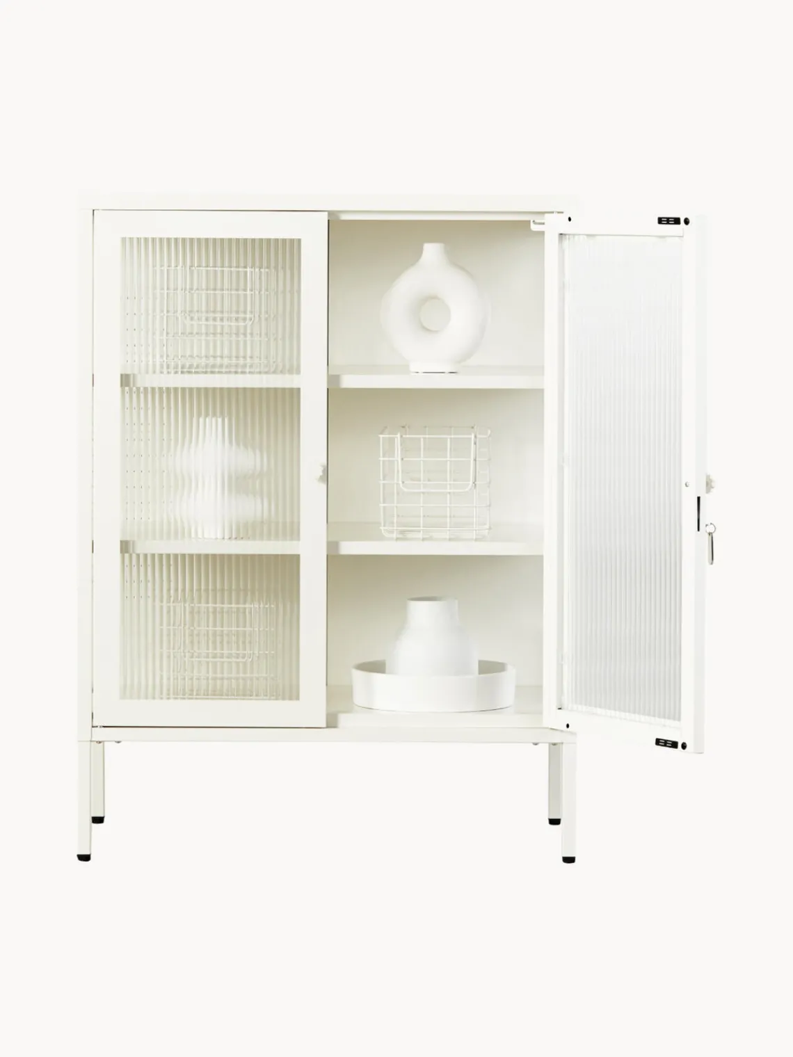 Vitrinas|Vitrinas>Mustard Made Vitrina de metal con cristal acanalado The Mixer Blanco Off White