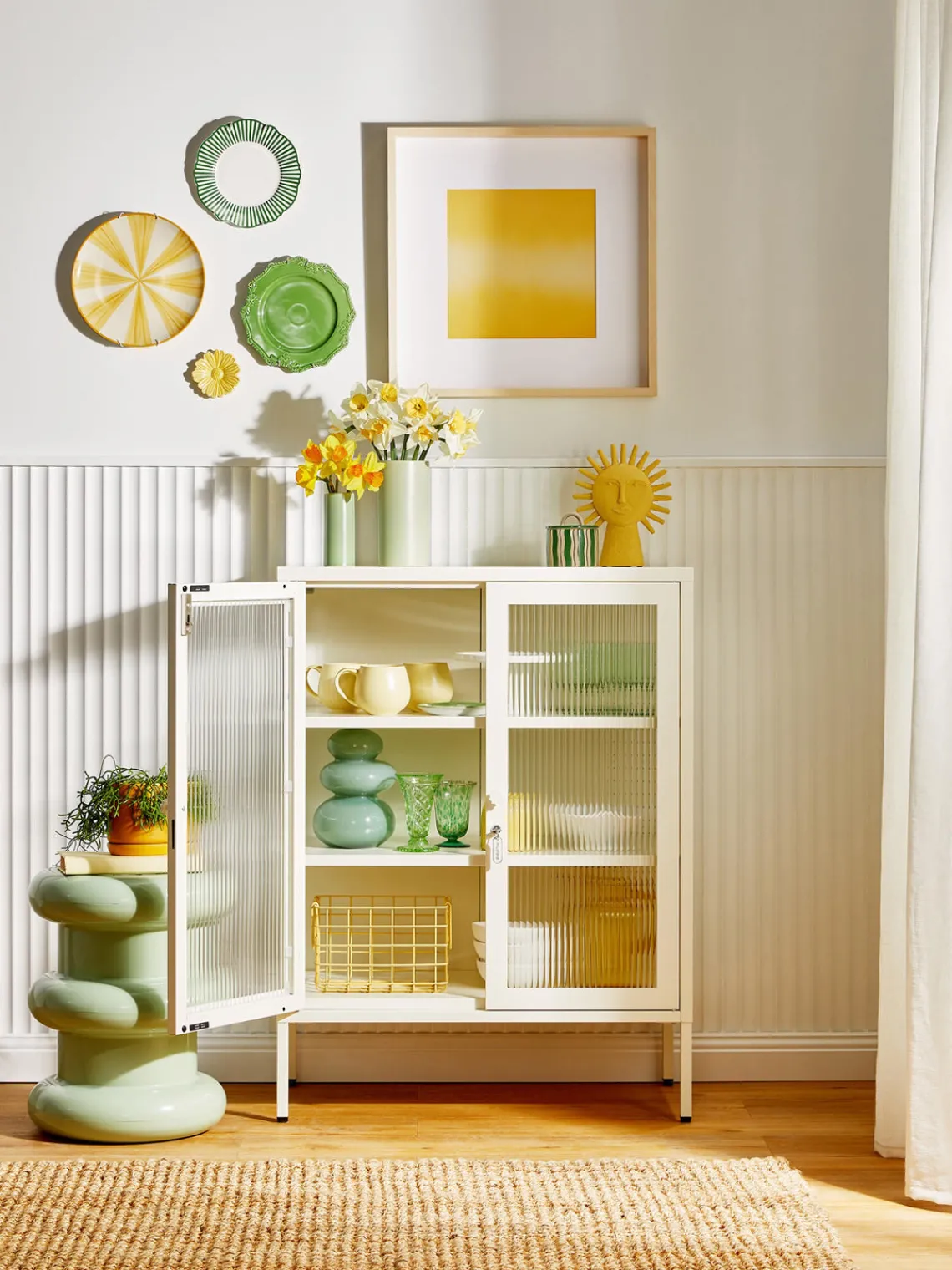 Vitrinas|Vitrinas>Mustard Made Vitrina de metal con cristal acanalado The Mixer Blanco Off White