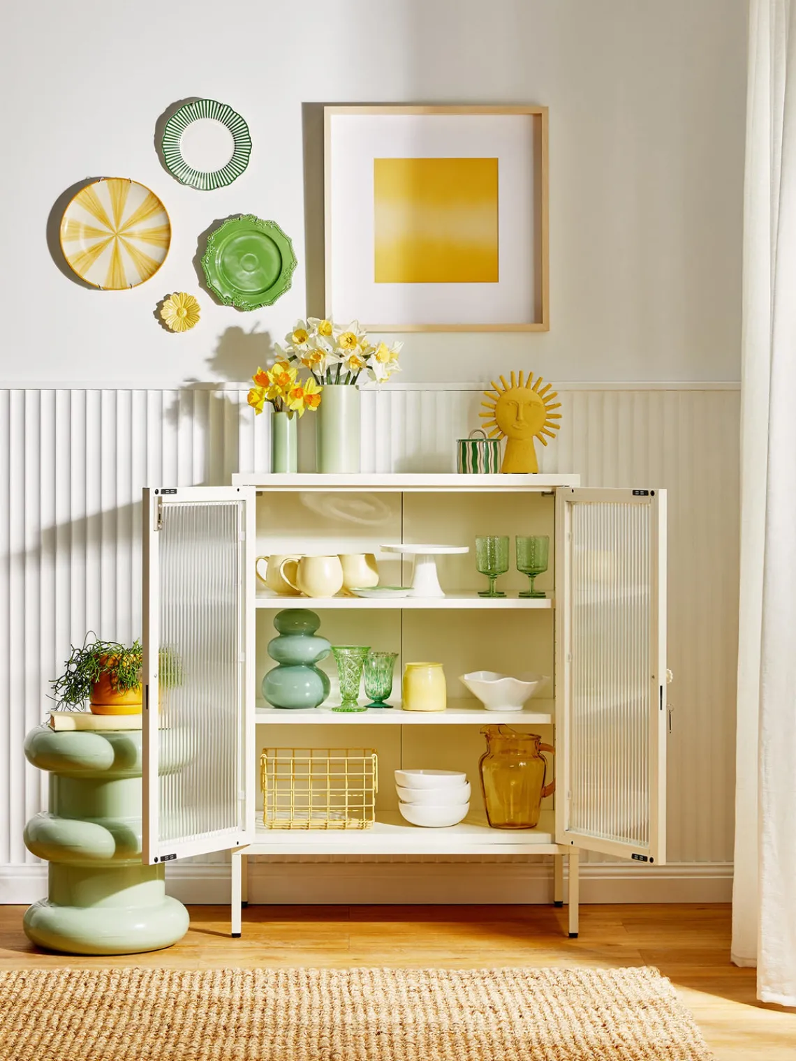 Vitrinas|Vitrinas>Mustard Made Vitrina de metal con cristal acanalado The Mixer Blanco Off White