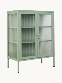 Vitrinas|Vitrinas>Mustard Made Vitrina de metal con cristal acanalado The Mixer Verde salvia