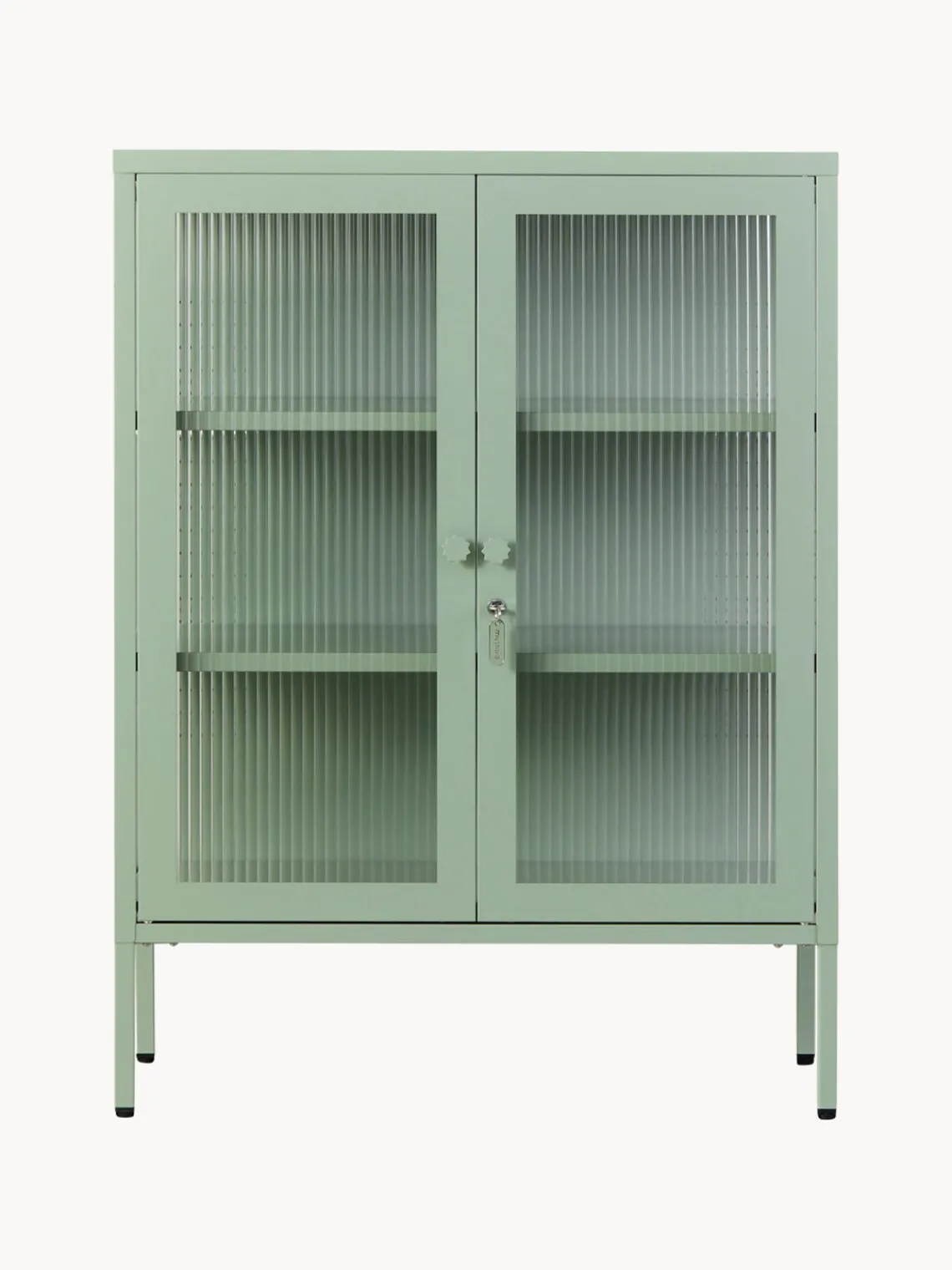 Vitrinas|Vitrinas>Mustard Made Vitrina de metal con cristal acanalado The Mixer Verde salvia