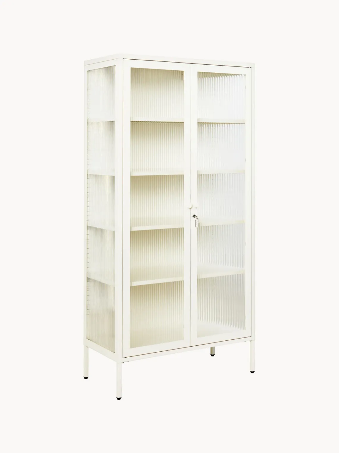 Vitrinas|Vitrinas>Mustard Made Vitrina de metal con cristal acanalado The Collector Blanco Off White