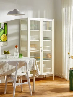 Vitrinas|Vitrinas>Mustard Made Vitrina de metal con cristal acanalado The Collector Blanco Off White