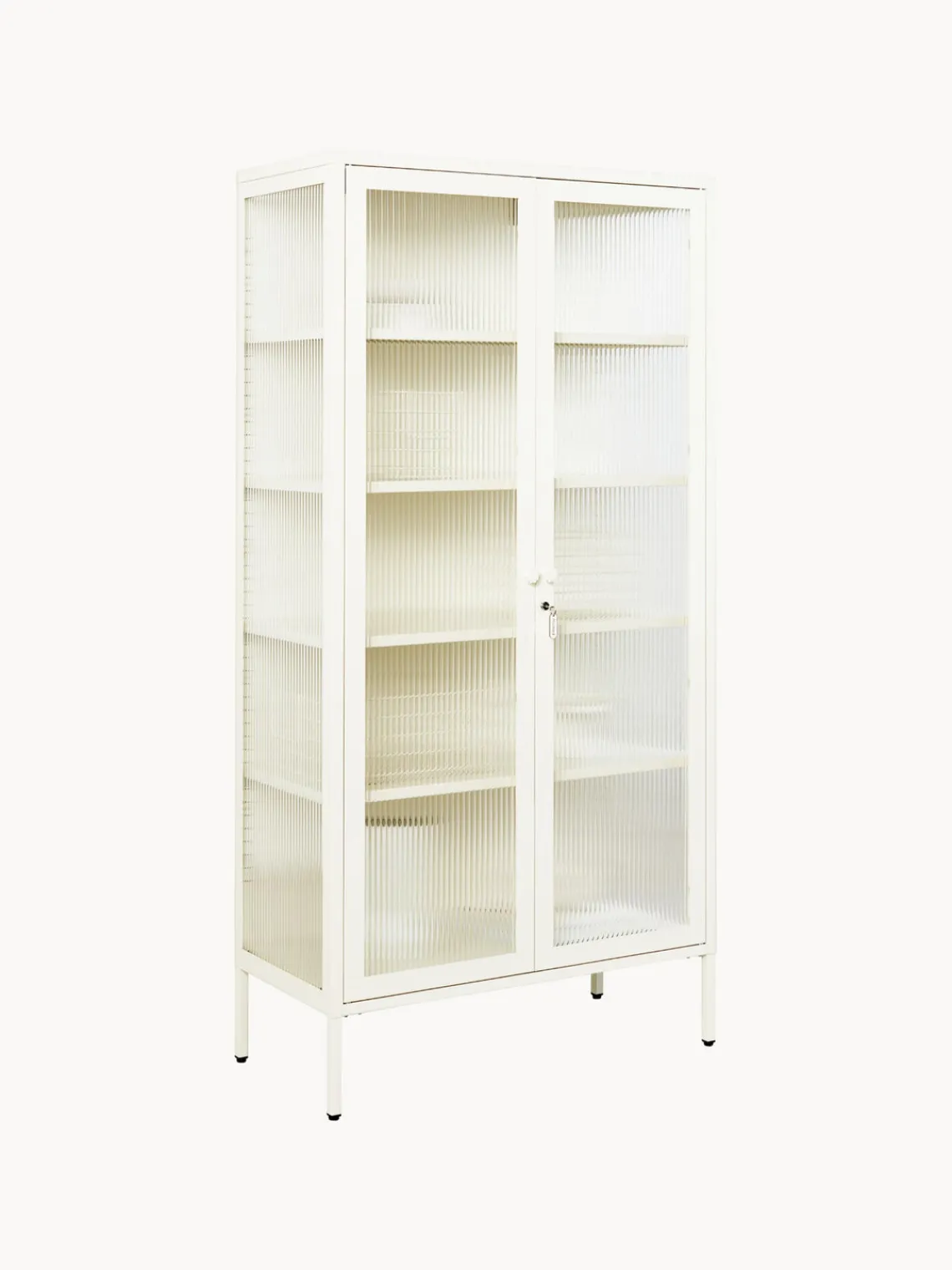 Vitrinas|Vitrinas>Mustard Made Vitrina de metal con cristal acanalado The Collector Blanco Off White