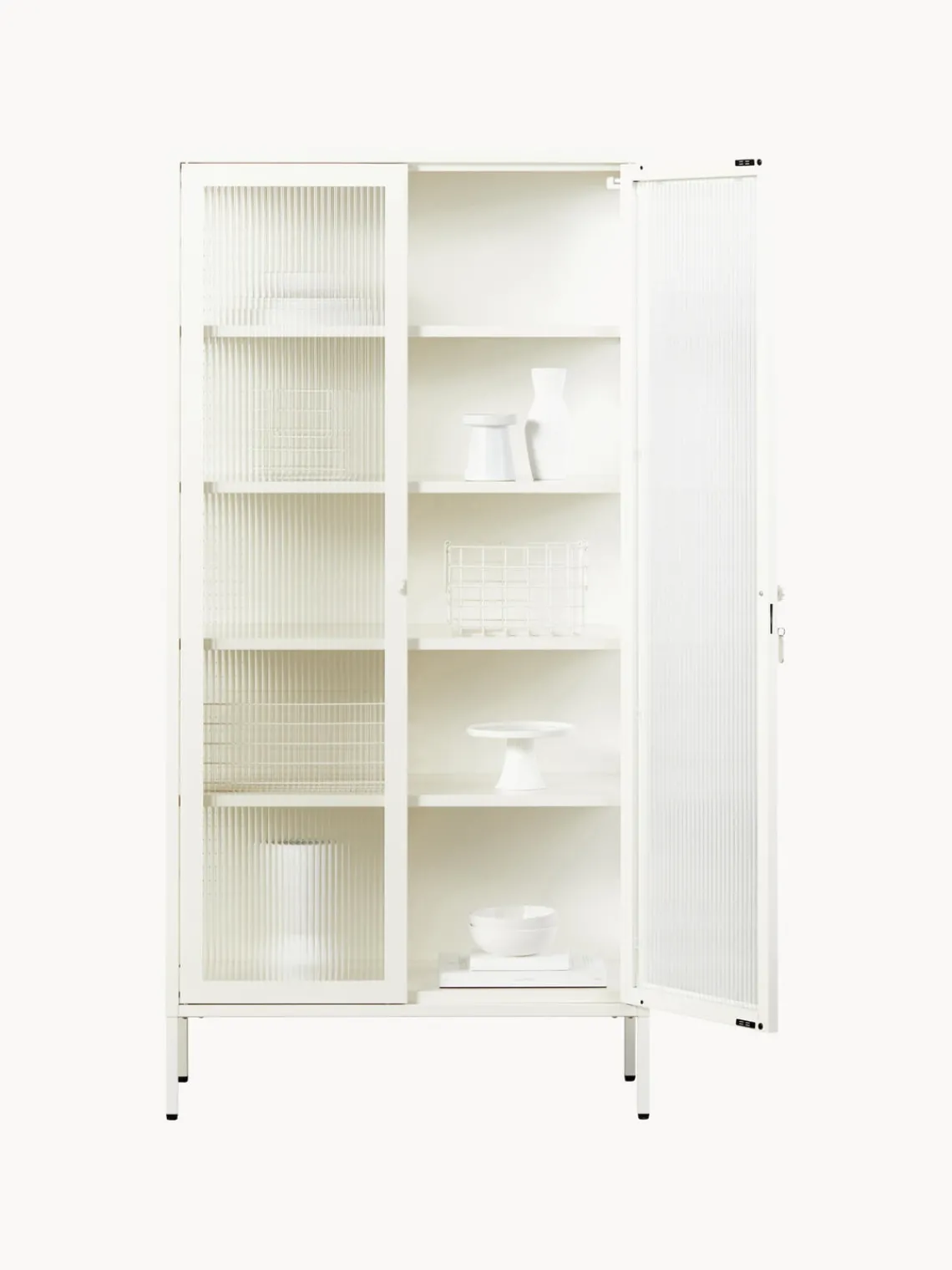 Vitrinas|Vitrinas>Mustard Made Vitrina de metal con cristal acanalado The Collector Blanco Off White