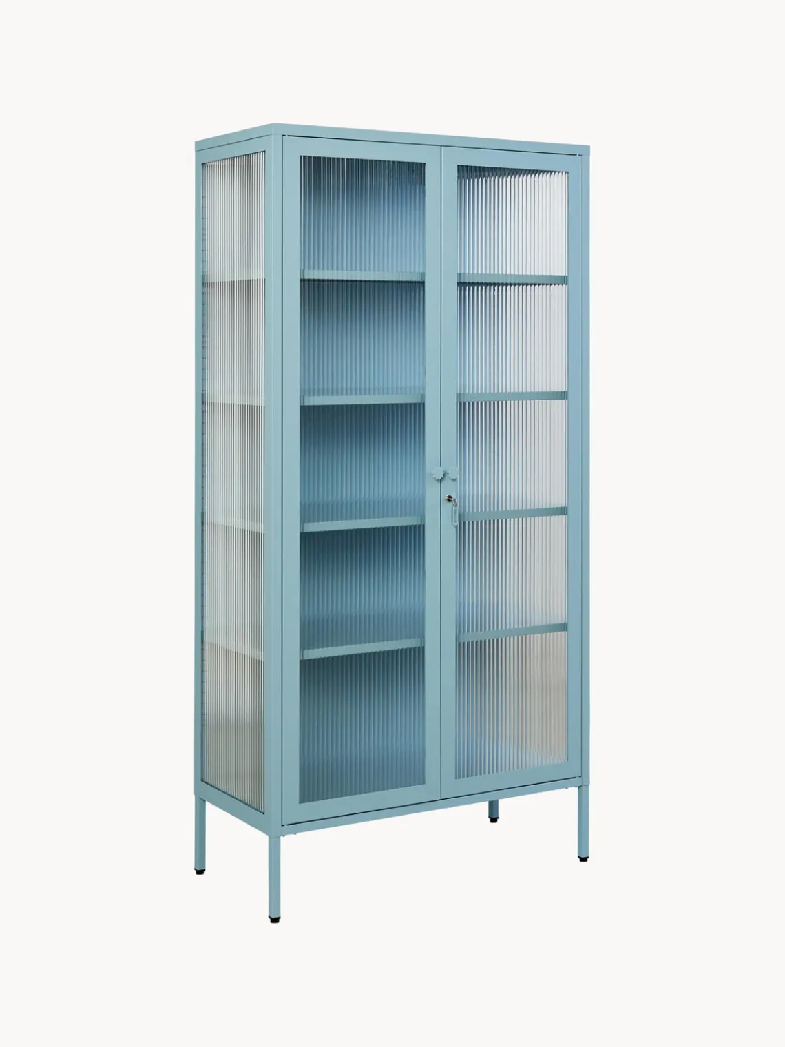 Vitrinas|Vitrinas>Mustard Made Vitrina de metal con cristal acanalado The Collector Azul claro