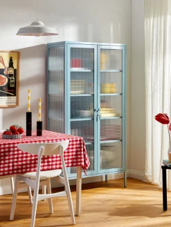 Vitrinas|Vitrinas>Mustard Made Vitrina de metal con cristal acanalado The Collector Azul claro