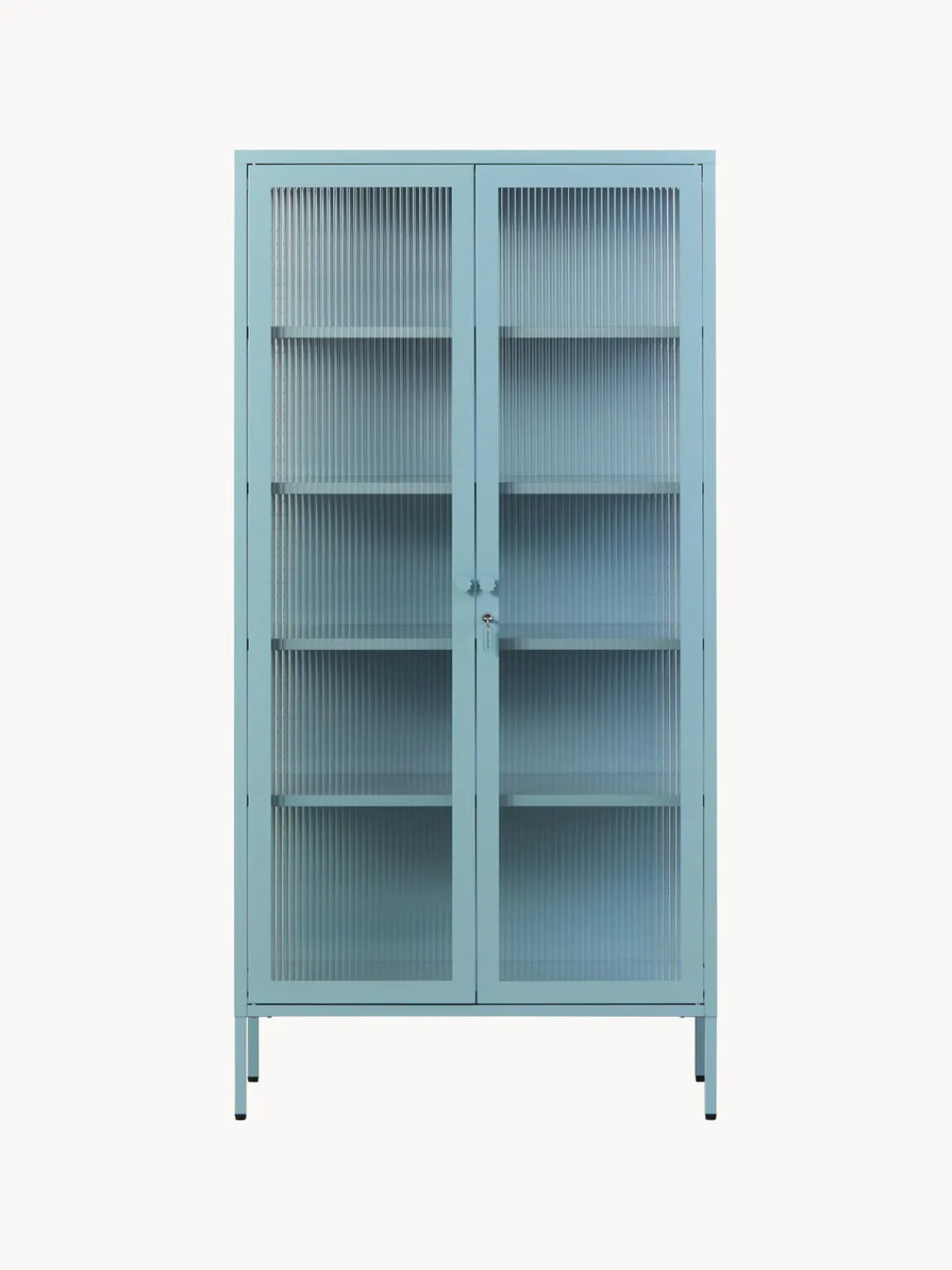 Vitrinas|Vitrinas>Mustard Made Vitrina de metal con cristal acanalado The Collector Azul claro